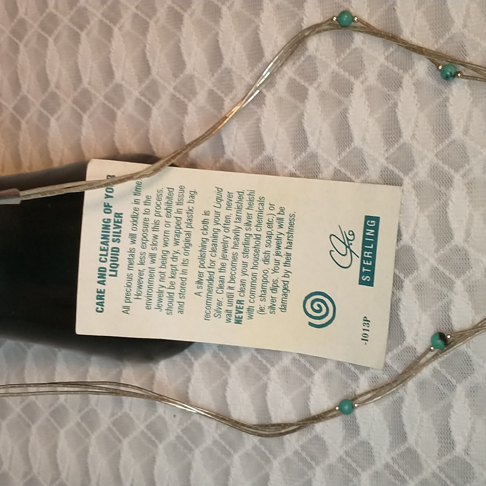 Carolyn Pollack HEISHI Liquid Ster. Silver w/ Turquoise & Quartz Pendant Watch - Picture 5 of 10